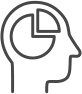 Icon of head with a portioned pie