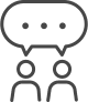 Icon of two people with thought bubble