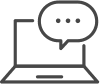 Icon of laptop with typing bubble